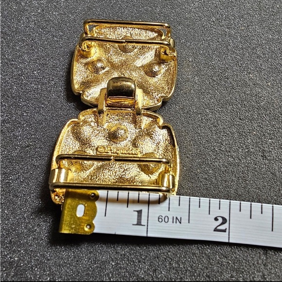 Vintage Douglass Paquette Double Square Gold Tone Jeweld Ornate Belt Buckle - Picture 12 of 12